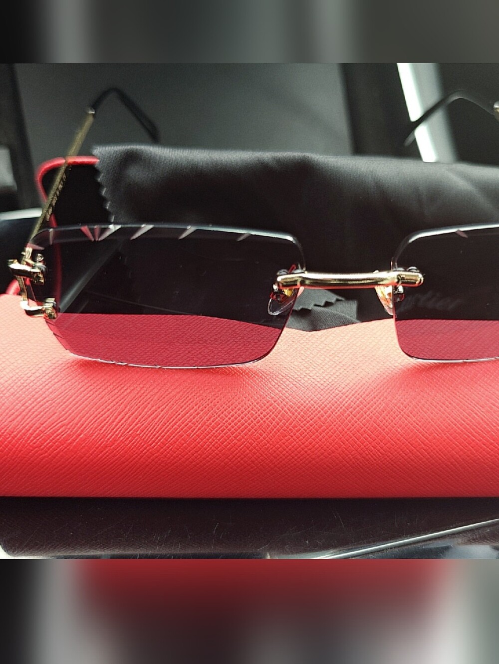 Cartier Big C Glasses with Gold Detail & Black Lens